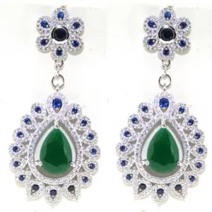 25 Ct Diamond Sapp & Emerald Earrings